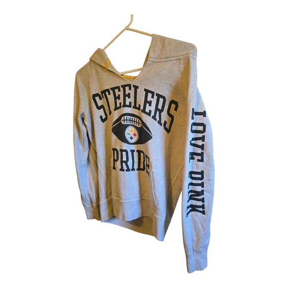 PINK Victoria's Secret Gray Steelers Pride Crewneck Collabration Sweatshirt - Picture 2 of 4